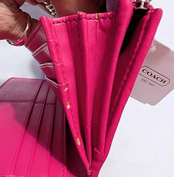 Coach Alexandra Slim Envelope Pink Signature Wallet Canvas And Leather - Picture 16 of 17